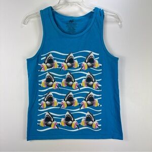 Chill Men's Great White Shark with Floaties Tank Top Blue Medium